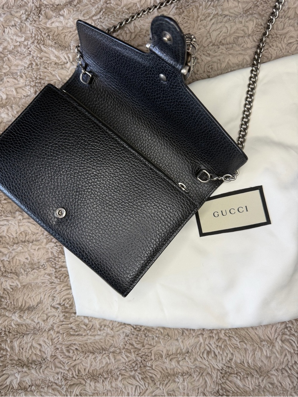 Gucci Dionysus Black Pebbled Leather Crossbody - Picture 9 of 13
